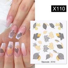 Load image into Gallery viewer, Marble Blooming 3D Nail Sticker Decals Flower Leaves Transfer Water Sliders Abstract Geometric Lines Nail Watermark Decals iridescent Decoration Nail Self-Adhesive Decals Nail Stickers Water Transfer Fresh Nail Decals for Nail Art Butterfly Palm