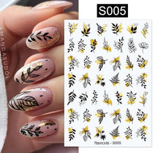 Load image into Gallery viewer, Marble Blooming 3D Nail Sticker Decals Flower Leaves Transfer Water Sliders Abstract Geometric Lines Nail Watermark Decals iridescent Decoration Nail Self-Adhesive Decals Nail Stickers Water Transfer Fresh Nail Decals for Nail Art Butterfly Palm
