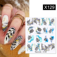Load image into Gallery viewer, Marble Blooming 3D Nail Sticker Decals Flower Leaves Transfer Water Sliders Abstract Geometric Lines Nail Watermark Decals iridescent Decoration Nail Self-Adhesive Decals Nail Stickers Water Transfer Fresh Nail Decals for Nail Art Butterfly Palm