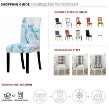 Load image into Gallery viewer, Marble Stretch Chair Cover For Dining Room Anti-Dirty Elastic Seat Cover Removable Slipcover For Banquet Wedding Party Glitter Crackle Chair Covers for Dining Room/Kitchen/Hotel/Ceremony, White Marble Soft Stretch Chair Protectors Removable Washable Slipc