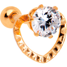 Load image into Gallery viewer, Clear CZ Gem Rose Gold Tone IP Valentine Heart Cartilage Tragus