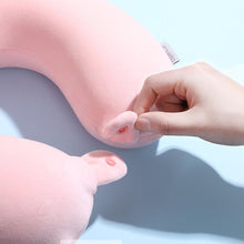 Load image into Gallery viewer, Memory Foam U-Shaped Pillow Slow Rebound Neck Pillow Nap Airplane Pillow Travel Cartoon Memory U-Shaped Headrest Long Trip Memory Foam Pillow with Snap U-Shaped Airplane Car Flight Head Neck Support Pillow with Washable Cover