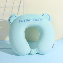 Load image into Gallery viewer, Memory Foam U-Shaped Pillow Slow Rebound Neck Pillow Nap Airplane Pillow Travel Cartoon Memory U-Shaped Headrest Long Trip Memory Foam Pillow with Snap U-Shaped Airplane Car Flight Head Neck Support Pillow with Washable Cover