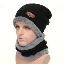 Load image into Gallery viewer, Men And Women Knitted Winter Scarf & Hat Fleece Lined Bonnet Beanies