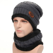 Load image into Gallery viewer, Men And Women Knitted Winter Scarf & Hat Fleece Lined Bonnet Beanies