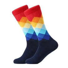Load image into Gallery viewer, Men Cotton Socks Gradient Color Summer Style Long Wedding Sock Men Knee High Business Socks Man Socks Men's Ladies Novelty Bright Colorful Patterned Cotton Socks