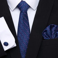 Load image into Gallery viewer, Men Elegant Red Silk Tie Classic Necktie Cufflinks Set Business Necktie With Handkerchief Perfect Match With Wedding Suit