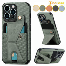 Load image into Gallery viewer, Men Green Wallet Flip Card Holder Phone Case For Iphone 13 12 Mini 14 11 Pro Xs Max Xr X Luxurious Leather Cover Mobile Phone Case With Card Compartment And Kickstand Elegant Iphone Magnetic Case