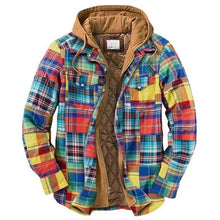 Load image into Gallery viewer, Men's Autumn Winter Jacket Plaid Hooded Long Sleeve Basic Casual Shirt Jackets Men's Long Sleeve Soft Warm Jacket With Hood Hooded Shirt Jacket Soft Long Sleeve Outdoor Clothes For Men