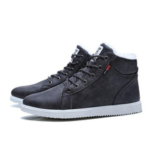 Load image into Gallery viewer, Men's Black Business Winter Shoes Casual High Top Cotton Leather Boots Plush Warm Sneakers Waterproof Snow Booties Fashion Sporting Shoes Leather Boots Winter Sneakers Outdoor Casual Office Shoes