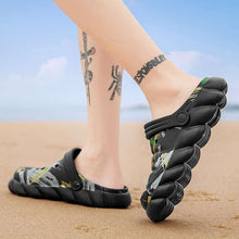 Load image into Gallery viewer, Men's Black Rubber Beach Flip Flops Sandals Wedge Flat Shoes Footwear Fashion Unisex Garden Clogs Sports Sandals Outdoor Indoor Lightweight Clogs