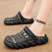 Load image into Gallery viewer, Men's Black Rubber Beach Flip Flops Sandals Wedge Flat Shoes Footwear Fashion Unisex Garden Clogs Sports Sandals Outdoor Indoor Lightweight Clogs