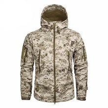 Load image into Gallery viewer, Men's Camouflage Tactical Jacket Green Camouflage Water Resistant Jacket Waterproof Windbreaker Hooded Jackets Ski Jacket Warm Winter Coats Men Soft Winter Hooded Coat Hiking Clothes
