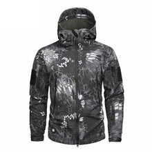 Load image into Gallery viewer, Men's Camouflage Tactical Jacket Green Camouflage Water Resistant Jacket Waterproof Windbreaker Hooded Jackets Ski Jacket Warm Winter Coats Men Soft Winter Hooded Coat Hiking Clothes