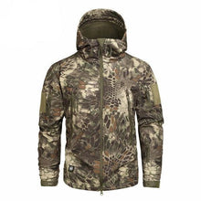 Load image into Gallery viewer, Men's Camouflage Tactical Jacket Green Camouflage Water Resistant Jacket Waterproof Windbreaker Hooded Jackets Ski Jacket Warm Winter Coats Men Soft Winter Hooded Coat Hiking Clothes
