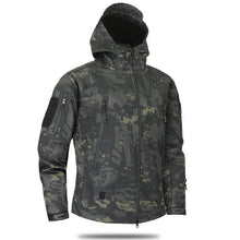 Load image into Gallery viewer, Men's Camouflage Tactical Jacket Green Camouflage Water Resistant Jacket Waterproof Windbreaker Hooded Jackets Ski Jacket Warm Winter Coats Men Soft Winter Hooded Coat Hiking Clothes