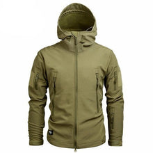 Load image into Gallery viewer, Men's Camouflage Tactical Jacket Green Camouflage Water Resistant Jacket Waterproof Windbreaker Hooded Jackets Ski Jacket Warm Winter Coats Men Soft Winter Hooded Coat Hiking Clothes