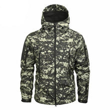 Load image into Gallery viewer, Men's Camouflage Tactical Jacket Green Camouflage Water Resistant Jacket Waterproof Windbreaker Hooded Jackets Ski Jacket Warm Winter Coats Men Soft Winter Hooded Coat Hiking Clothes