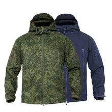 Load image into Gallery viewer, Men's Camouflage Tactical Jacket Green Camouflage Water Resistant Jacket Waterproof Windbreaker Hooded Jackets Ski Jacket Warm Winter Coats Men Soft Winter Hooded Coat Hiking Clothes