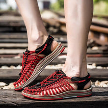 Load image into Gallery viewer, Men's High-Quality Hand-Woven Espadrilles Outdoor Summer Sandals Soft Non-slip Hiking Beach Platform Sandals Summer Strap Anti-Skidding Walking Water Shoes Comfortable Athletic Espadrilles For Beach