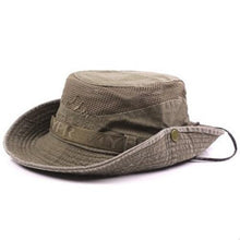 Load image into Gallery viewer, Men's Outdoor Traveling Cap Summer Mesh Breathable Retro Cotton Bucket Hat Unisex Adult High Quality Hat Jungle Fishing Hats Novelty Dad's Beach Cap Bucket Hat For Fishing Summer Adjustable Hat