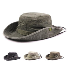Load image into Gallery viewer, Men's Outdoor Traveling Cap Summer Mesh Breathable Retro Cotton Bucket Hat Unisex Adult High Quality Hat Jungle Fishing Hats Novelty Dad's Beach Cap Bucket Hat For Fishing Summer Adjustable Hat