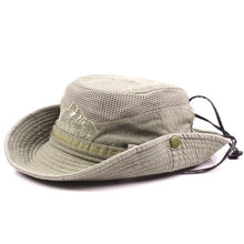 Load image into Gallery viewer, Men's Outdoor Traveling Cap Summer Mesh Breathable Retro Cotton Bucket Hat Unisex Adult High Quality Hat Jungle Fishing Hats Novelty Dad's Beach Cap Bucket Hat For Fishing Summer Adjustable Hat