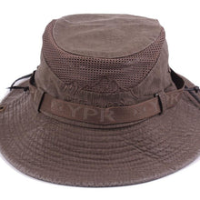 Load image into Gallery viewer, Men's Outdoor Traveling Cap Summer Mesh Breathable Retro Cotton Bucket Hat Unisex Adult High Quality Hat Jungle Fishing Hats Novelty Dad's Beach Cap Bucket Hat For Fishing Summer Adjustable Hat