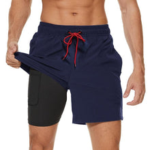 Load image into Gallery viewer, Men's Swimming Trunks with Compression Liner 2 in 1 Quick-Dry Gym Sports Shorts Swim Shorts with Pockets Beach Swimming Trunks Quick Dry Swim Shorts with Pockets