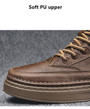 Load image into Gallery viewer, Men's Winter Cotton Shoes High-Top Fashion Casual Trend Boots Flat Shoes Winter Snow Boots Warm Ankle Booties Outdoor Work Shoes For Cold Weather Soft Comfortable Walking Brown Shoes