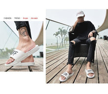 Load image into Gallery viewer, Men Slippers Unisex Bathroom Home Slides Male Couple Beach Sandals Fashion House Shoes Non-slip Flip Flops Mens Bathroom Pool Non-Slip Quick Drying Fashion Slippers