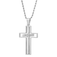 Load image into Gallery viewer, Men Stainless Steel Our Father English Prayer Rotating Cross Pendant