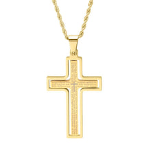 Load image into Gallery viewer, Men Stainless Steel Our Father English Prayer Rotating Cross Pendant