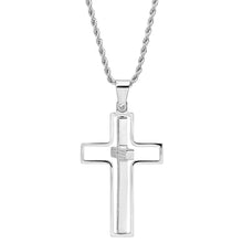 Load image into Gallery viewer, Men Stainless Steel Our Father English Prayer Rotating Cross Pendant