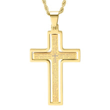 Load image into Gallery viewer, Men Stainless Steel Our Father English Prayer Rotating Cross Pendant