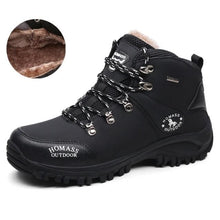 Load image into Gallery viewer, Men Waterproof Hiking Shoes Breathable Tactical Combat Boots New Outdoor Climbing Shoes Winter Snow Boots Warm Fur Lined Non Slip Leather Hiking Walking Shoes For Mens