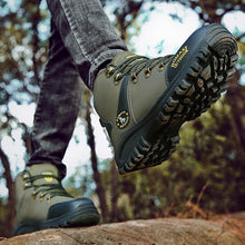 Load image into Gallery viewer, Men Waterproof Hiking Shoes Breathable Tactical Combat Boots New Outdoor Climbing Shoes Winter Snow Boots Warm Fur Lined Non Slip Leather Hiking Walking Shoes For Mens