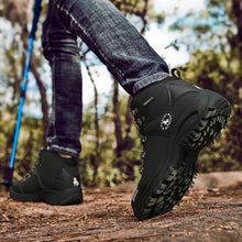 Load image into Gallery viewer, Men Waterproof Hiking Shoes Breathable Tactical Combat Boots New Outdoor Climbing Shoes Winter Snow Boots Warm Fur Lined Non Slip Leather Hiking Walking Shoes For Mens