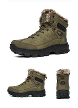 Load image into Gallery viewer, Men Winter Snow Boots Waterproof Leather Outdoor Hiqh Quality Boots Training Boots Non-Slip Warm Waterproof Mid Calf Shoes Outdoor Hiking Climbing Full Fur Lined Design