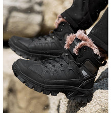 Load image into Gallery viewer, Men Winter Snow Boots Waterproof Leather Outdoor Hiqh Quality Boots Training Boots Non-Slip Warm Waterproof Mid Calf Shoes Outdoor Hiking Climbing Full Fur Lined Design