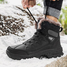 Load image into Gallery viewer, Men Winter Snow Boots Waterproof Leather Outdoor Hiqh Quality Boots Training Boots Non-Slip Warm Waterproof Mid Calf Shoes Outdoor Hiking Climbing Full Fur Lined Design