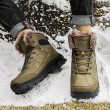 Load image into Gallery viewer, Men Winter Snow Boots Waterproof Leather Outdoor Hiqh Quality Boots Training Boots Non-Slip Warm Waterproof Mid Calf Shoes Outdoor Hiking Climbing Full Fur Lined Design
