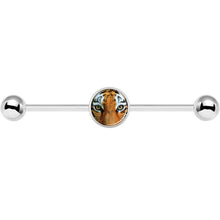 Load image into Gallery viewer, 14G Full Color Tiger Eyes Industrial Barbell 37mm