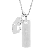 Load image into Gallery viewer, Men's 18K Gold Plated Stainless Steel Dog Tag Our Father English Prayer and Hail Mary Pendant