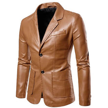Load image into Gallery viewer, Men's Blazer Faux Leather Jacket