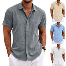 Load image into Gallery viewer, Men's Button Down Shirt Short Sleeve Plain Lapel
