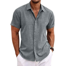Load image into Gallery viewer, Men's Button Down Shirt Short Sleeve Plain Lapel