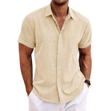 Load image into Gallery viewer, Men's Button Down Shirt Short Sleeve Plain Lapel