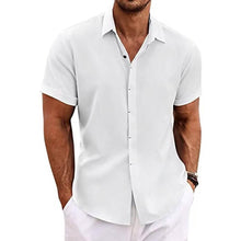 Load image into Gallery viewer, Men's Button Down Shirt Short Sleeve Plain Lapel