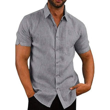 Load image into Gallery viewer, Mens Button Down Short Sleeve Linen Shirts